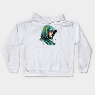 Archer Bowman Portrait Fighter Mistery Shadow Abstract Kids Hoodie